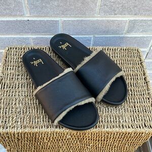 Beek Black Fur Sandals